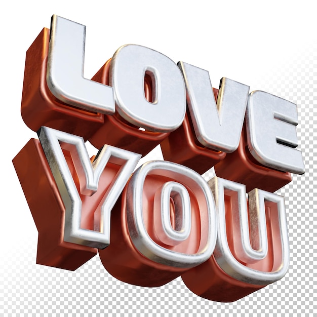 Ti amo 3d rendering lettera in grassetto isolata nel rendering 3d