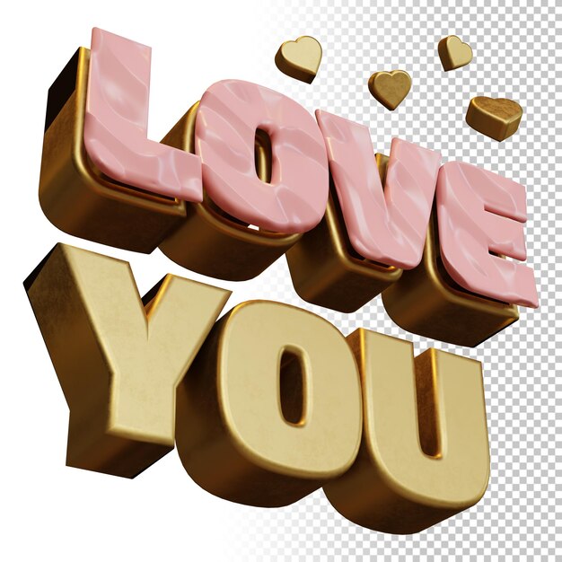 Ti amo 3d rendering lettera in grassetto isolata nel rendering 3d