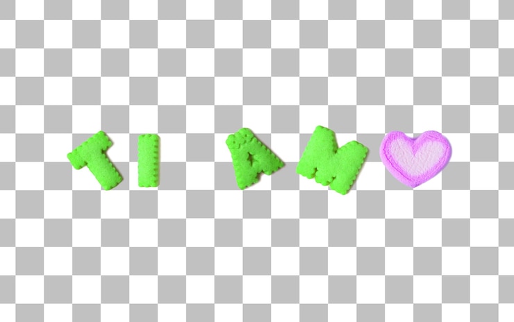 PSD ti amo significa eu te amo em italiano escrito com biscoitos de alfabeto verde-limão e marshmallow lilás