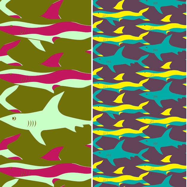 Tiburón con silueta aerodinámica Abstracto Diseño mínimo un patrón de naturaleza Diseños vectoriales