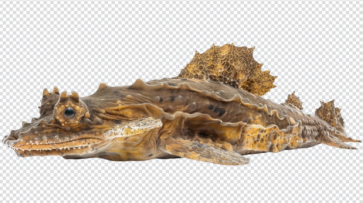 PSD el tiburón wobbegong aislado sobre un fondo blanco con fines educativos y artísticos