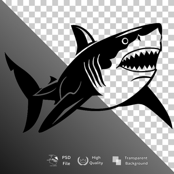 PSD los tiburones aislados de fondo transparente