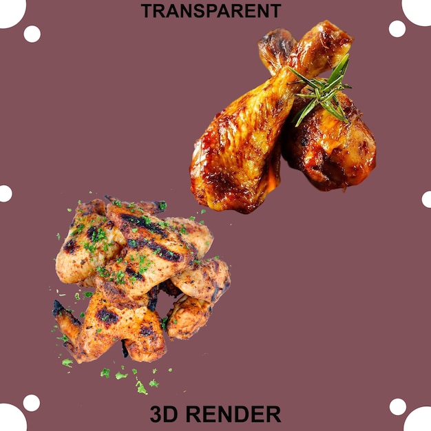 Tica de pollo con fondo transparente