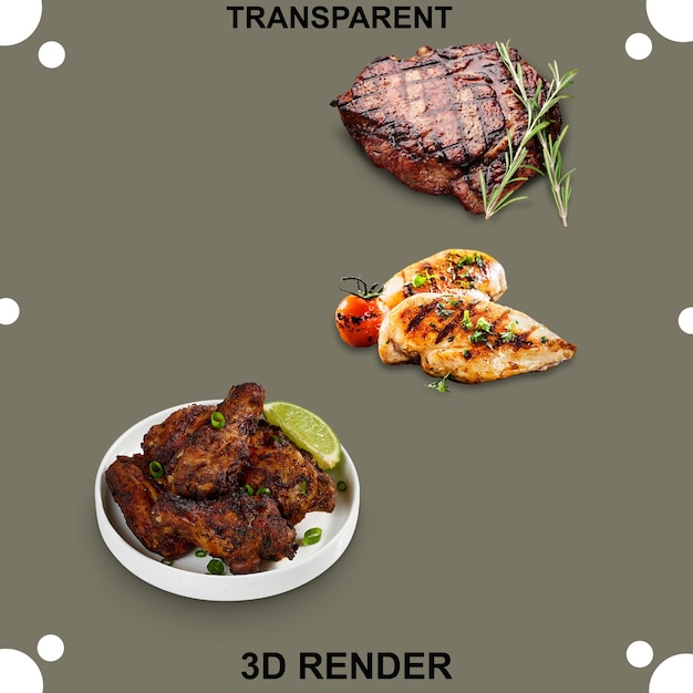 Tica de pollo con fondo transparente