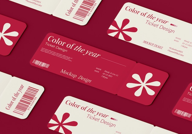 PSD ticket-mockup-farbe des jahres 2023