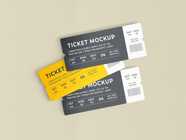 Ticket-Mockup für die Veranstaltungsbeförderung