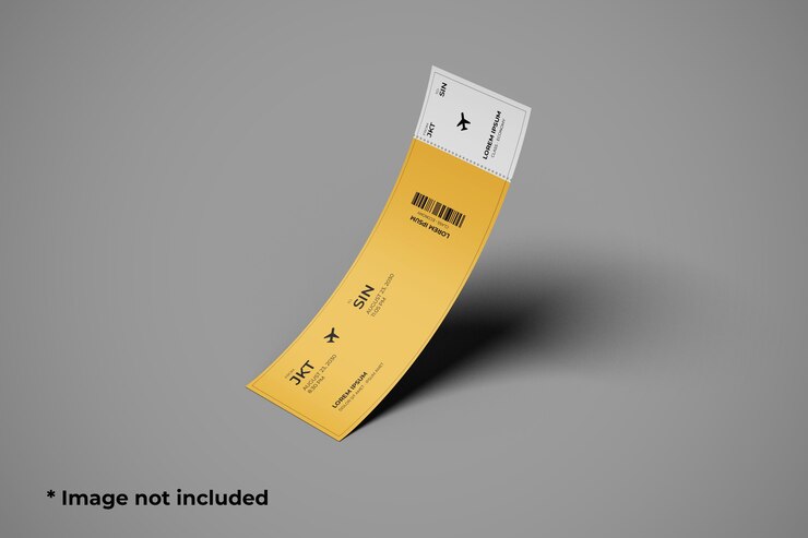 PSD ticket mockup right angle view