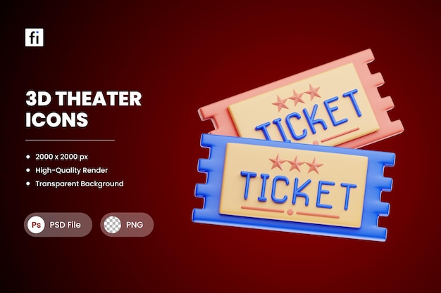 Tickets para el cine de ilustración en 3d