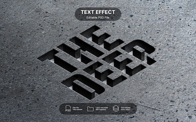 Tief geschnitzter Text-Effekt