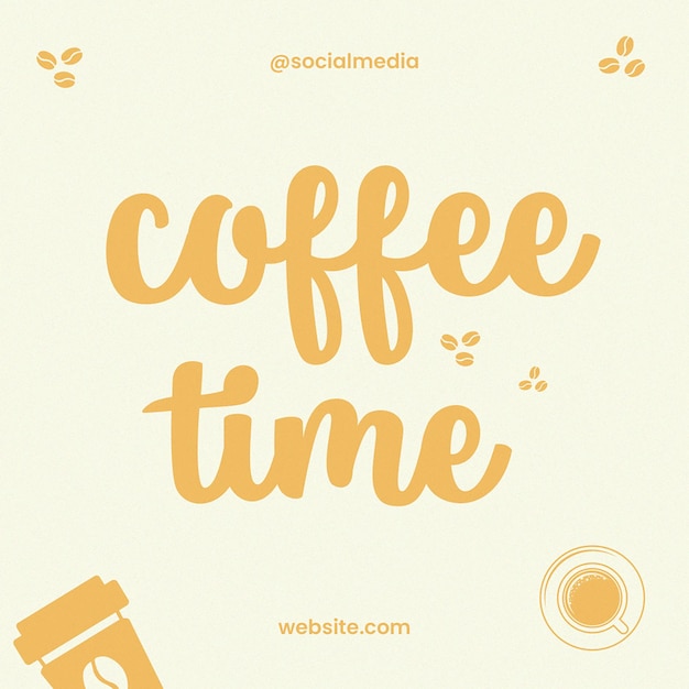 Tiempo de café plantilla de diseño de publicaciones de instagram psd