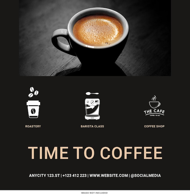 Tiempo para el café plantilla de publicación de Instagram diseño de Psd tema de redes sociales cafetería