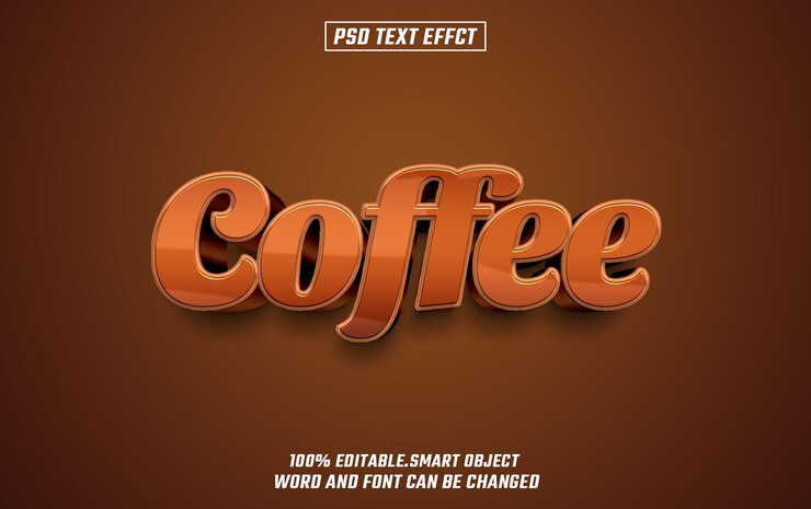 PSD tiempo de café texto editable efecto de fuente texto 3d para el título