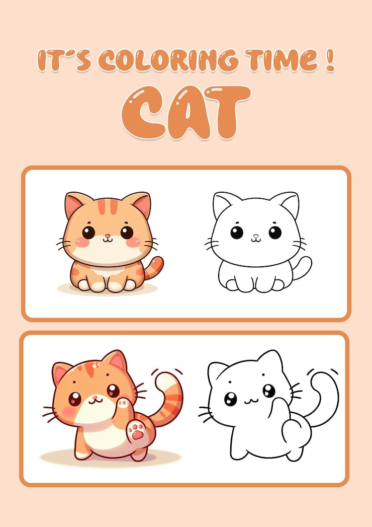 PSD tiempo de colorear gatos lindos para niños