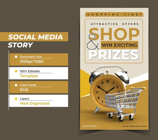 PSD tiempo de compras marketing digital historias de instagram banner templat