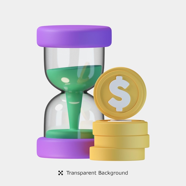 El tiempo es dinero 3d icono ilustración