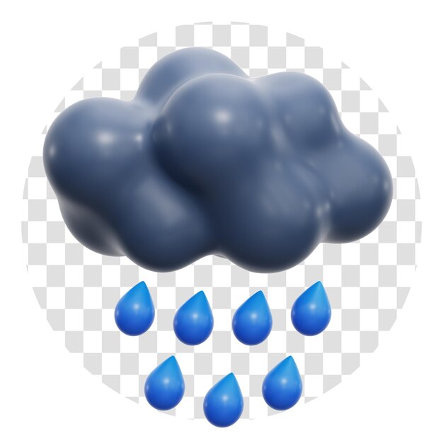 PSD tiempo de lluvia fuerte icono 3d fondo transparente