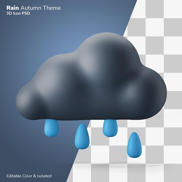 tiempo de lluvia, otoño, temporada, símbolo, 3d, ilustración, renderizado, icono, editable, aislado