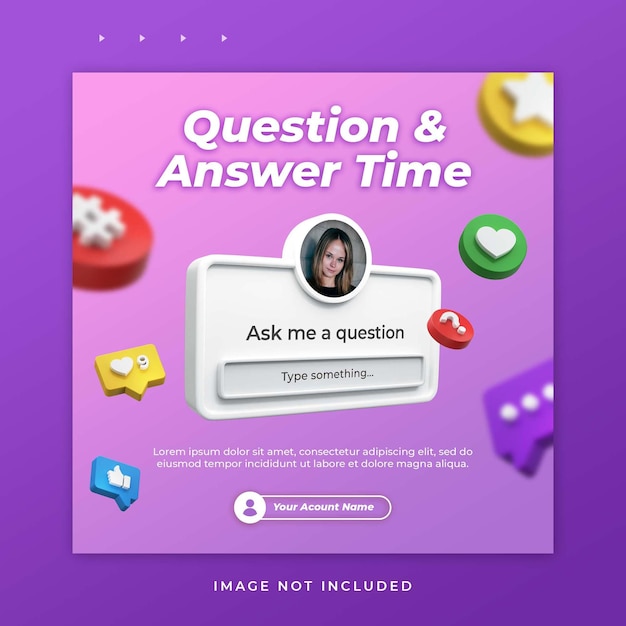 PSD tiempo de preguntas y respuestas para la plantilla creativa de instagram de publicación en redes sociales