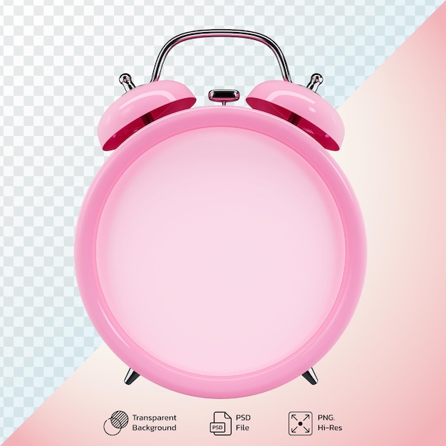 Tiempo del reloj maqueta clásica rosa pastel aislado en fondo transparente ilustración 3d
