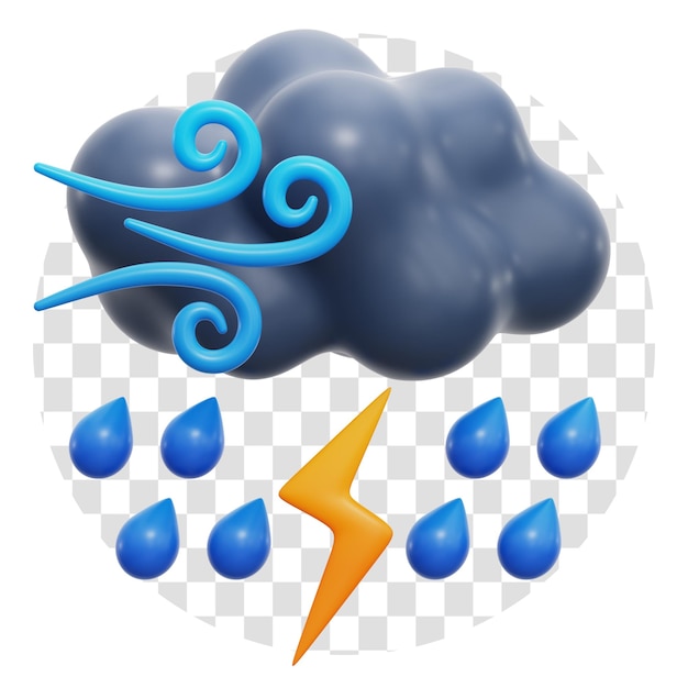 PSD tiempo de tormenta 3d icono de fondo transparente