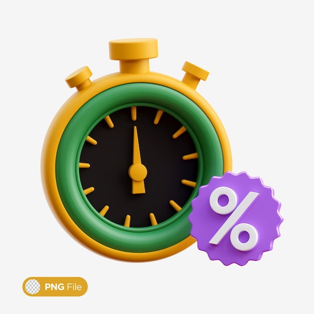 Tiempo de venta Ilustración del icono 3D