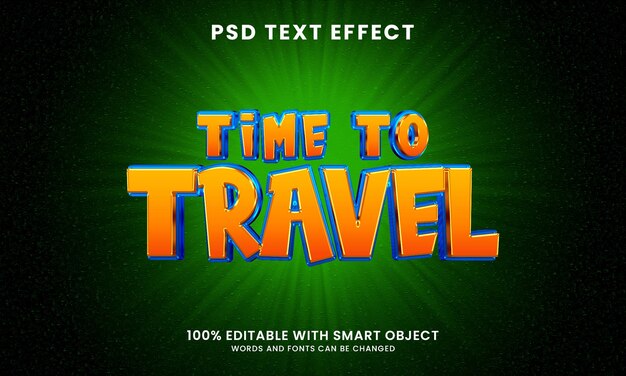 PSD tiempo para viajar efecto de texto de estilo 3d