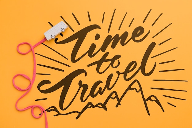 Tiempo de viajar, lettering o frase decorativa