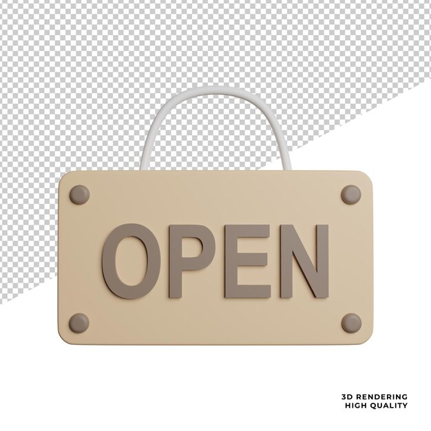Tienda abierta información vista frontal 3d renderizado icono ilustración png fondo transparente