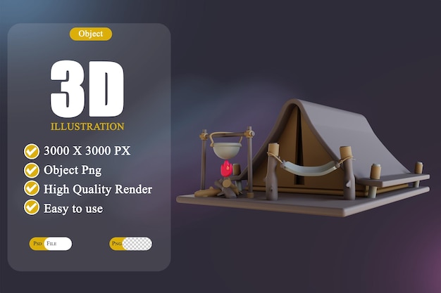 Tienda de campaña de ilustración 3D