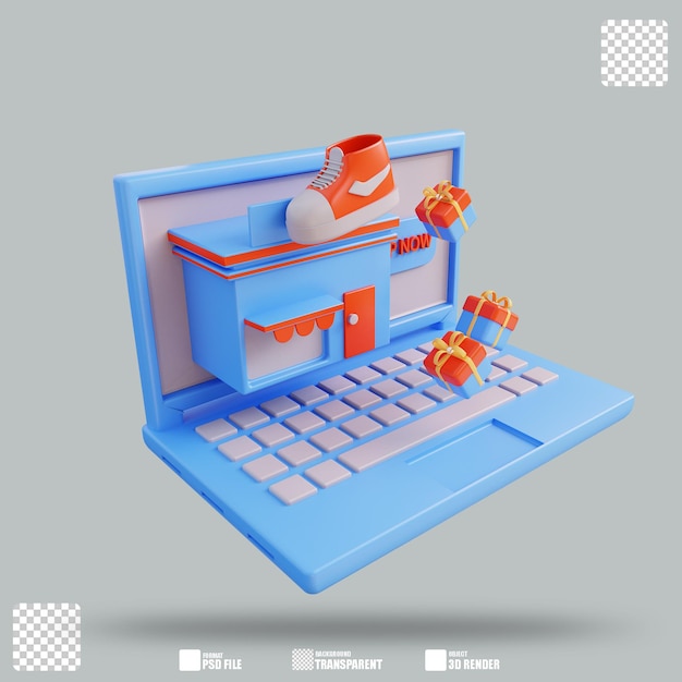 Tienda de compras en línea de ilustración 3D 2
