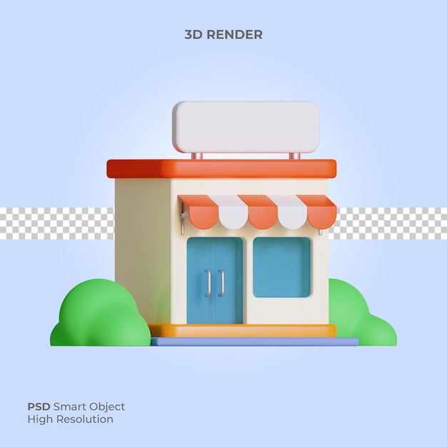 PSD tienda icono ilustración 3d aislado psd premium