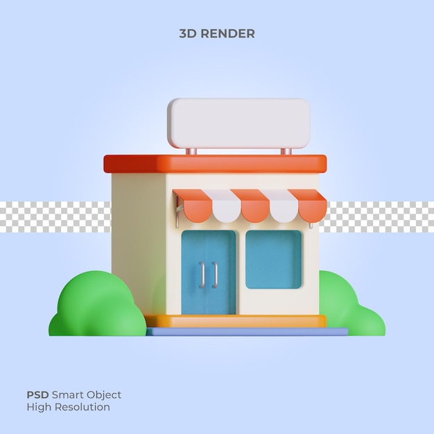 Tienda icono ilustración 3d aislado psd premium