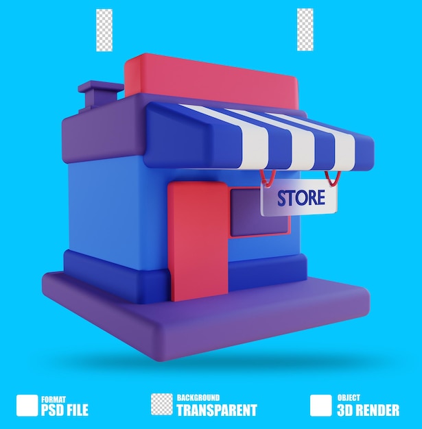 PSD tienda con ilustración 3d