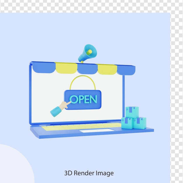 Tienda en línea de comercio electrónico de renderizado 3D abierta