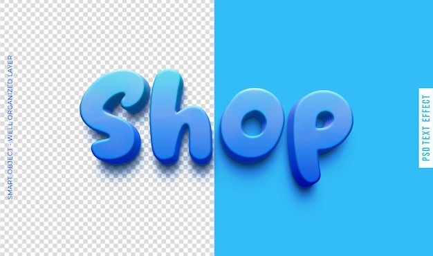 PSD tienda psd con efecto de texto de estilo 3d editable