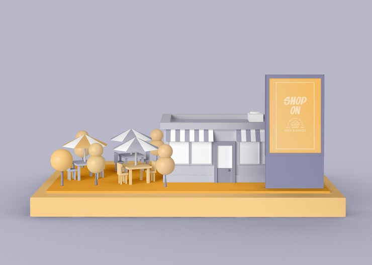 PSD tienda de publicidad exterior en concepto