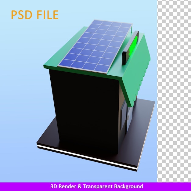 Tienda de render 3d con celda solar.