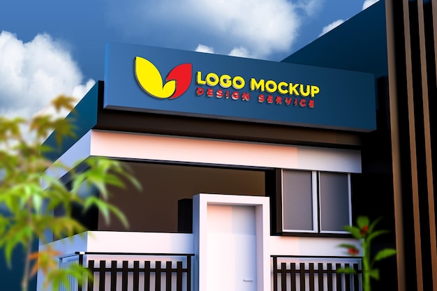 tienda, señal, logotipo, maqueta, edificio, pared