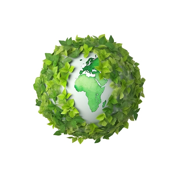 Tierra cubierta por la imagen del icono de hoja verde