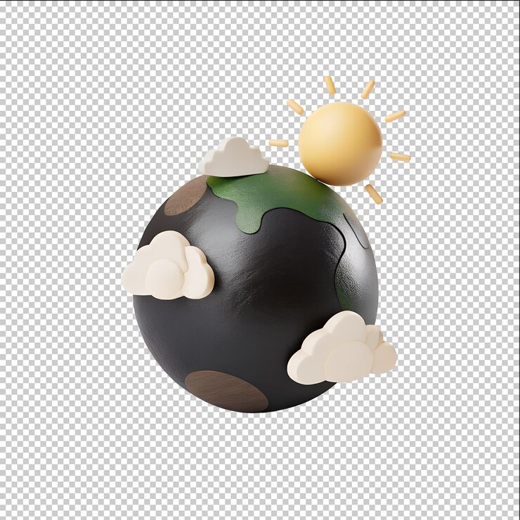 PSD tierra de dibujos animados en 3d con nubes