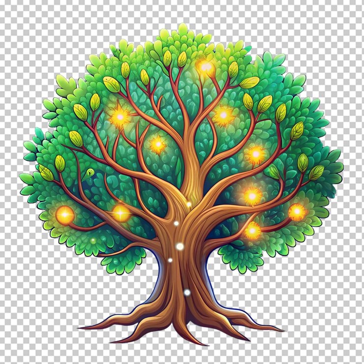 PSD la tierra llena de vitalidad ilustración de dibujos animados árbol del mundo