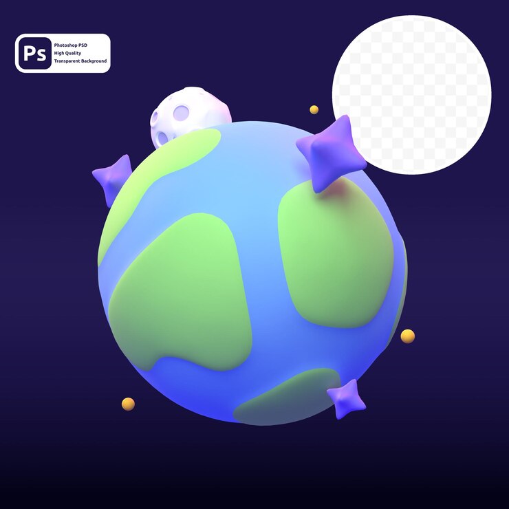 PSD tierra en render 3d para presentación web de activos gráficos u otros