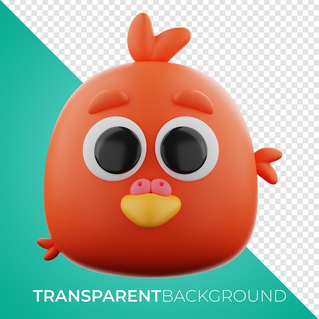 Tiervogel-Symbol 3D-Rendering auf isoliertem Hintergrund PNG