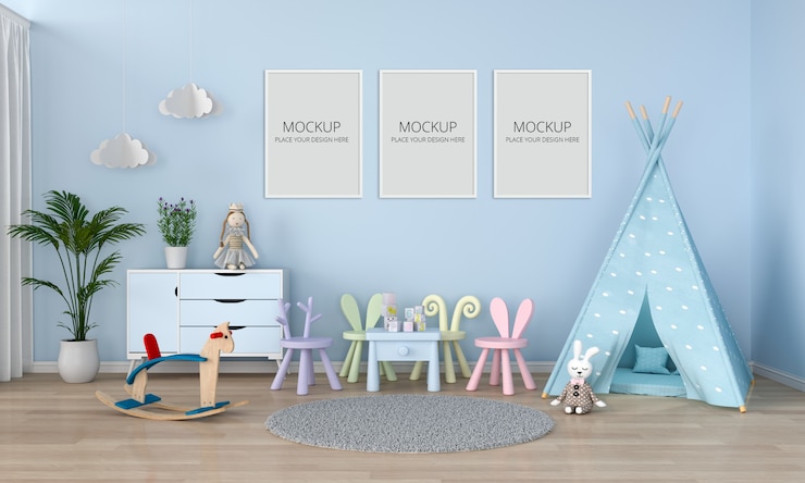 PSD tiga bingkai foto kosong untuk mockup