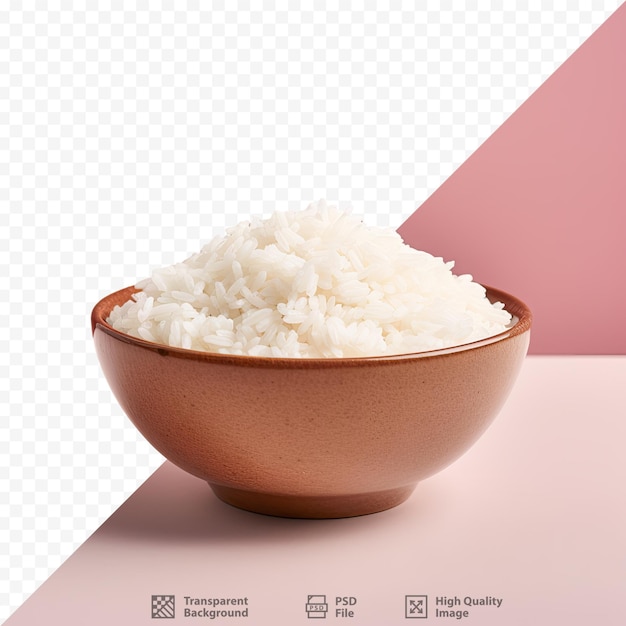 PSD tigela de arroz branco na mesa de madeira