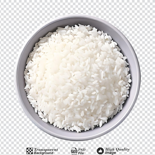 PSD tigela de arroz branco vista superior isolada em fundo transparente