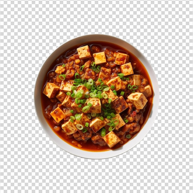 PSD tigela de mapo tofu em fundo transparente