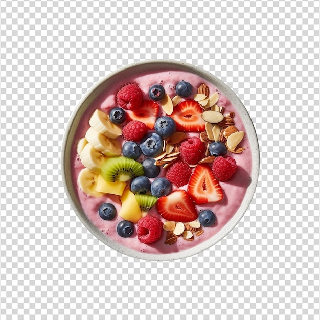 PSD tigela de smoothie com frutas em fundo transparente