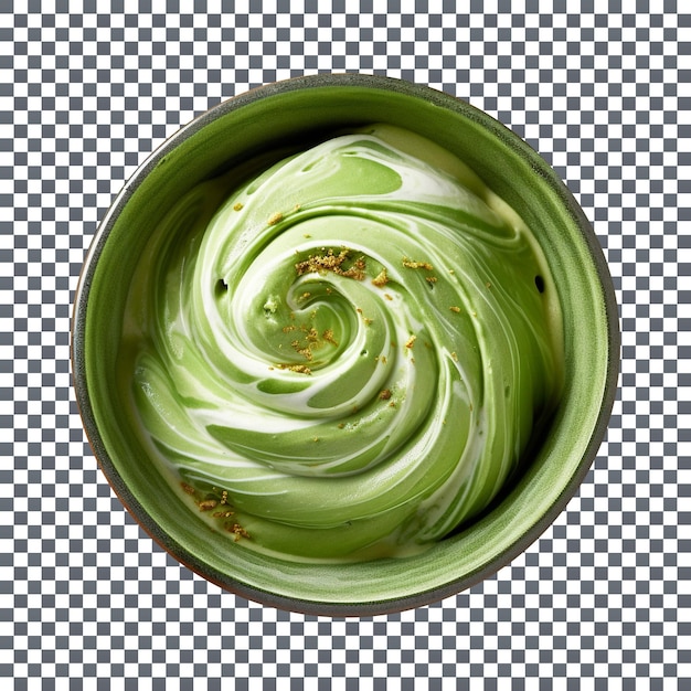 PSD tigela de sorvete de chá verde matcha refrescante e saborosa em fundo transparente