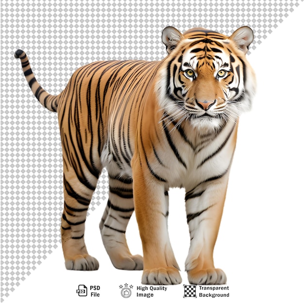 Tiger-ganzkörper auf transparentem hintergrund